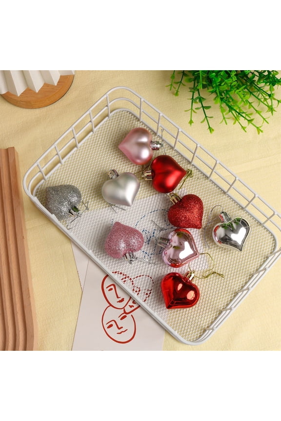 Valentines Tree Decorations, Flocking Small Heart Pendant for Christmas Tree Top and Valentines Day Party Decoration