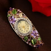 Danhjin Watch for Men Women Bangle Crystal Flower Bracelet Quartz Watch Wristwatch PP - Summer Savings Clearance