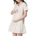 thumbnail image 1 of Danhjin White Maternity Nursing Mini Dress Summer Short Sleeve Breastfeeding Casual Plus Size Solid Color Spring Crew Neck Lightweight Dresses S-XXXXL, 1 of 6