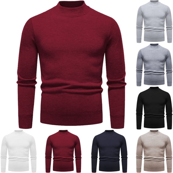 Danhjin Winter Sweater Tops for Men Casual Fall Turtleneck Warm Pullover Shirts Long Sleeve Comfy Soft Loungewear Outdoor T Shirts Blouses