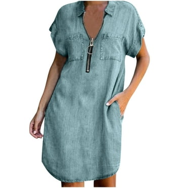 Doublju Women's Short Sleeve Slim Fit Button Down Dress Shirt (Plus ...