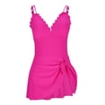 thumbnail image 1 of Danhjin Women Dress Swimsuits 1 Piece Set Solid Color Adjustable Straps Swimming Swimwear V Neck Beach Summer Bathing Cute Attractive Fashion Stylish Flowy Swim Suits, 1 of 6