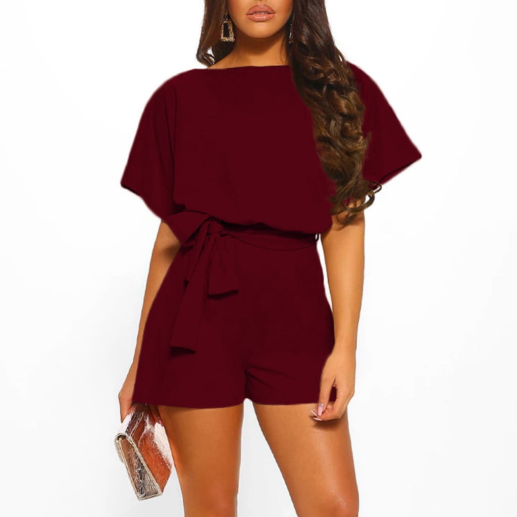 Danhjin Women Summer Loose Fashion Printed Long Sleeve Jumpsuit Rompers ...