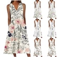 thumbnail image 1 of Danhjin Women's Sundresses Casual Summer Tank Dress V Neck Sleeve Less Button Down Midi Floral Beach Dress with Pockets, 1 of 6