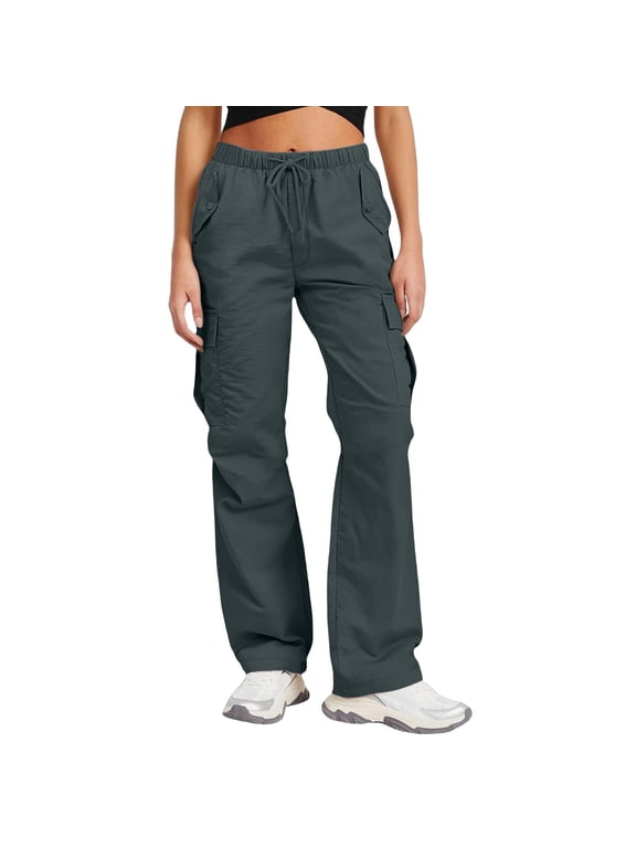 Women's Cargo Pants Elastic Drawstring Lightweight Cargo Pants Soft Stretch Baggy Casual Streetwear Travel Hiking