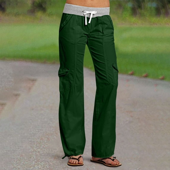 Danhjin Women's Cargo Pants Straight Lightweight Cargo Pants Soft Stretch Baggy Casual Streetwear Travel Hiking