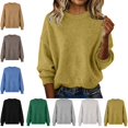 thumbnail image 1 of Danhjin Women's Fuzzy Sweaters Oversized Tops Long Sleeve Crew Neck Casual Pullover Fall Winter Fashion Comfy Soft Shirts Loungewear Outdoor Knitwear Blouses, 1 of 5