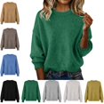 thumbnail image 1 of Danhjin Women's Fuzzy Sweaters Oversized Tops Long Sleeve Crew Neck Casual Pullover Fall Winter Fashion Comfy Soft Shirts Loungewear Outdoor Knitwear Blouses, 1 of 5