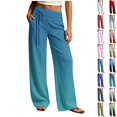 thumbnail image 1 of Danhjin Women's Gradient Pants Wide Leg High Elastic Waist with Drawstring Print Fashion Flowy Palazzo Loose Vacation Trousers, 1 of 7