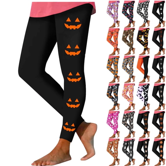 Danhjin Women's Halloween Leggings Print High Waist Yoga Pants Casual Fashion Graphic Workout Running Gym Trousers