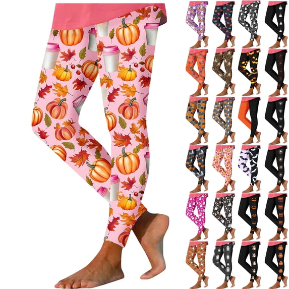 Danhjin Women's Halloween Leggings Print High Waist Yoga Pants Casual Fashion Graphic Workout Running Gym Trousers