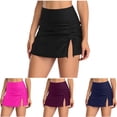 thumbnail image 1 of Danhjin Women's High Waisted Bikini Bottoms Ruched Swimsuit Tulip Hem Swim Skirt, 1 of 5
