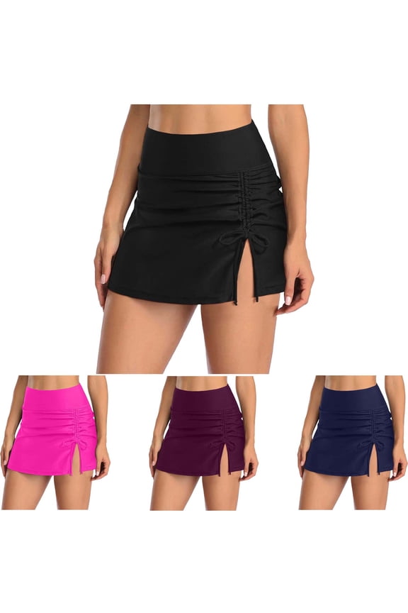 Women's High Waisted Bikini Bottoms Ruched Swimsuit Tulip Hem Swim Skirt