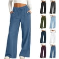 thumbnail image 1 of Danhjin Women's High Waisted Jean Pants Stretchy Relaxed Loose Straight Wide Leg Jeans Comfy Stretch Baggys Denim Solid Color Pants With Pocket, 1 of 10