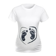 DANHJIN Women's Nursing Maternity Tops Short Sleeve Cartoon Print Tops T-shirt Pregnancy Clothes