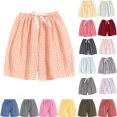 thumbnail image 1 of Danhjin Women's Plaid Short Summer Casual Elastic Waist with Drawstring Fashion Loungewear Going out Holiday Vacation Shorts with Pockets, 1 of 6