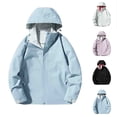 thumbnail image 1 of Danhjin Women's Raincoat Waterproof Rain Jackets Full Zipper Windbreak Hiking Coat Fall Winter Casual Camping Traveling Hooded Long Sleeve Solid Color Outdoor Fashion Outfits, 1 of 4