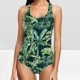thumbnail image 1 of Danhjin Women's Slimming One Piece Swimsuits Floral Printed Tummys Control Bathing Suit Halter Retro Monokini for Big Busted Curvy Women, 1 of 6