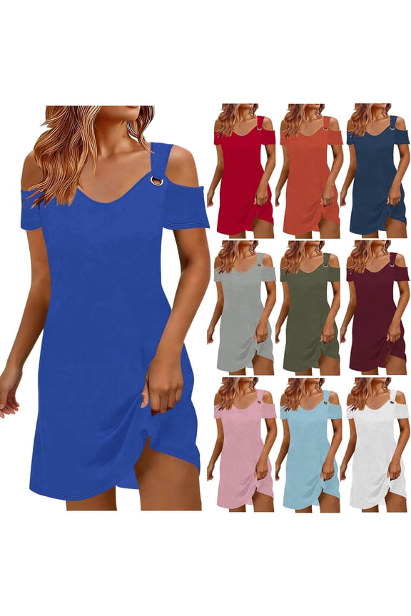 Pink04 Women's Summer Sundress V Neck Sleeveless Dresses Elastic Waist Ruffles Casual Loose Tank Dresses