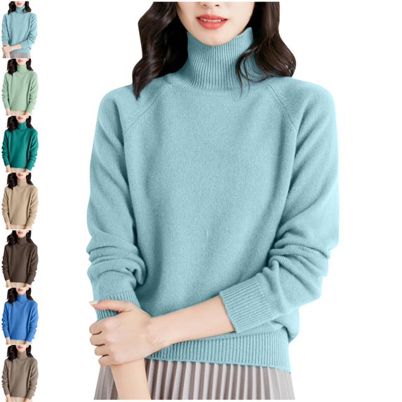Danhjin Women's Sweaters Tops Long Sleeve Turtleneck Pullover Fall Winter Casual Fashion Comfy Soft Shirts Loungewear Outdoor Knitwear Blouses