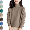 thumbnail image 1 of Danhjin Women's Sweaters Tops Long Sleeve Turtleneck Pullover Fall Winter Casual Fashion Comfy Soft Shirts Loungewear Outdoor Knitwear Blouses, 1 of 4
