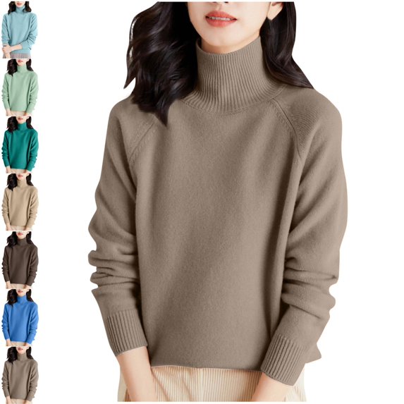 Danhjin Women's Sweaters Tops Long Sleeve Turtleneck Pullover Fall Winter Casual Fashion Comfy Soft Shirts Loungewear Outdoor Knitwear Blouses