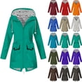 thumbnail image 1 of Danhjin Women's Waterproof Raincoat Rain Jackets Windbreak Hiking Coat Fall Winter Casual Camping Traveling Hooded Zip up Long Sleeve Solid Color Outdoor Fashion Outfits, 1 of 6