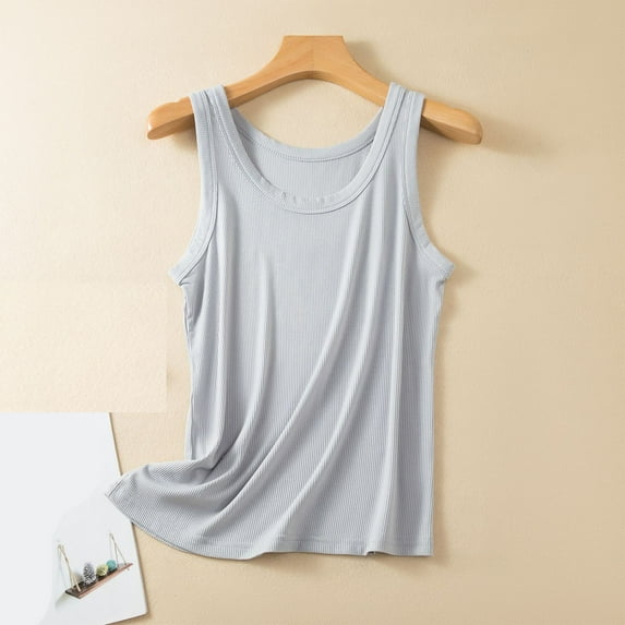 Danhjin Womens Basic Tank Top Summer Sleeveless Shirts Crew Neck Spring Casual Going Out Lightweight Comfy Soft Fashion Loungewear Loose Top