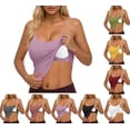 thumbnail image 1 of Danhjin Womens Built in Bra Tank Tops Sleeveless Spaghetti Straps Tank Top Summer Springs Loungewear Outdoor Casual Comfy Lightweight U Neck Solid Color Top, 1 of 6