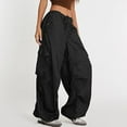 thumbnail image 1 of Danhjin Womens Cargo Pants Lightweight Drawstring Cargo Pants Soft Stretch Baggy Low Waisted Basics Pants, 1 of 6