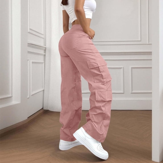 Danhjin Womens Cargo Pants Lightweight Travel Hiking Cargo Pants Soft Stretch Baggy Elastic Drawstring Casual Streetwear