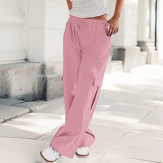Danhjin Womens Cargo Pants Lightweight Travel Hiking Cargo Pants Soft Stretch Baggy Low Waisted Casual Streetwear