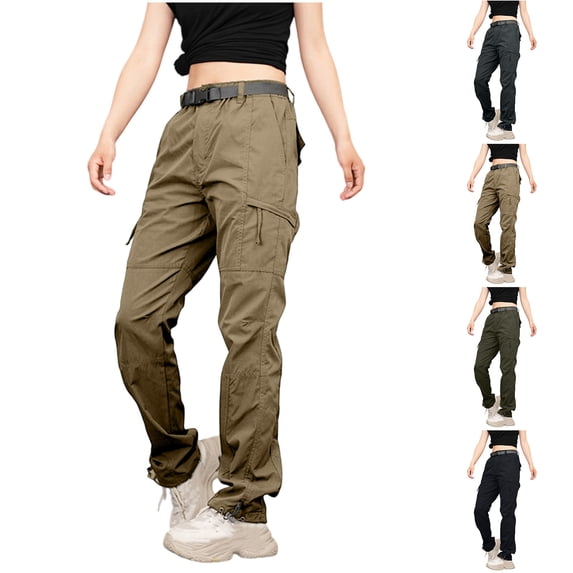 Danhjin Womens Cargo Pants Lightweight Travel Hiking Cargo Pants Soft Stretch Baggy Straight Casual Streetwear