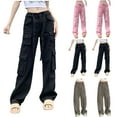 thumbnail image 1 of Danhjin Womens Cargo Vintage Pants Lightweight Travel Hiking Cargo Vintage Pants Soft Stretch Baggy Casual Streetwear, 1 of 9