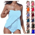 thumbnail image 1 of Danhjin Womens Fashion Tankinis 2 Piece Set Adjustable Spaghetti Straps Swimsuit Layer Top Casual Cute Beach Swimwear Summer Bathing Suits for Swimming, 1 of 10