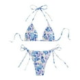 thumbnail image 1 of Danhjin Womens Halterss Bikini 2 Piece Set Polka Dots High Cut Swimsuit Fashion Cheek Cute Attractive Beach Ties up Swimwear Summer Bathing Suits for Swimming, 1 of 3