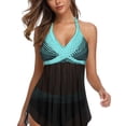 thumbnail image 1 of Danhjin Womens High Waisted Plus Size Swimsuits Bikini Printed Tankini Tops Tummy Control Two Piece Bathing Suit, 1 of 6