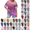 thumbnail image 1 of Danhjin Womens Plus Size Shirts V Neck Short Sleeve Summer Tops Printed Pullover Casual Loungewear Lightweight Going out Graphic Fashion T Shirts, 1 of 7