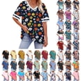 thumbnail image 1 of Danhjin Womens Plus Size Shirts V Neck Short Sleeve Summer Tops Printed Pullover Casual Loungewear Lightweight Going out Graphic Fashion T Shirts, 1 of 7