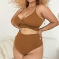 thumbnail image 1 of Danhjin Womens Plus Size Swimsuit Summer Beach Sexy Solid High Waisted Bikini Sets Two Piece Swimsuit, 1 of 5