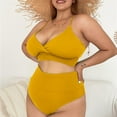 thumbnail image 1 of Danhjin Womens Plus Size Swimsuit Summer Beach Sexy Solid High Waisted Bikini Sets Two Piece Swimsuit, 1 of 5