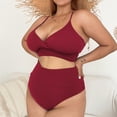 thumbnail image 1 of Danhjin Womens Plus Size Swimsuit Summer Beach Sexy Solid High Waisted Bikini Sets Two Piece Swimsuit, 1 of 5