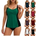 thumbnail image 1 of Danhjin Womens Tankini Swimsuit 2 Piece Set Color Matching Swimwear Faux Wrap Cute Fashion Attractive Summer Beach Swimming Bathing Suits Set, 1 of 8