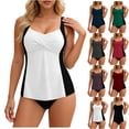 thumbnail image 1 of Danhjin Womens Tankini Swimsuit 2 Piece Set Color Matching Swimwear Faux Wrap Cute Fashion Attractive Summer Beach Swimming Bathing Suits Set, 1 of 8