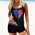 thumbnail image 1 of Danhjin Womens Tankini Swimsuits Athletic Two Piece Tummy Control Bathing Suits with Shorts American Flag Printed Modest Tank Tops Swimsuit, 1 of 6