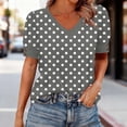 thumbnail image 1 of Danhjin Womens Tops Polka dots Button Down Tshirts V Neck Business Short Sleeve Trendy Casual Basic Tee Loose Casual Summer Top, 1 of 5