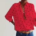 thumbnail image 1 of Danhjin Womens V Neck Long Sleeve Shirts Button Down Summer Casual Heart Printed T shirts Blouse Tops on, 1 of 4