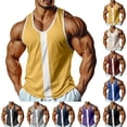 thumbnail image 1 of Danhjin Workout Tank Tops for Men Gym Summer Sleeveless Color Block Pullover Tops Cool Fashion Casual Shirts, 1 of 10