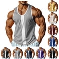 thumbnail image 1 of Danhjin Workout Tank Tops for Men Gym Summer Sleeveless Color Block Pullover Tops Cool Fashion Casual Shirts, 1 of 10
