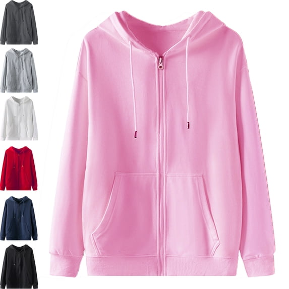 Danhjin Zipper Hoodies for Adult Unisex Comfy Casual Jackets Fall Long Sleeve Winter Dailywear Sweatshirts Fashion Solid Color Outwear Coat